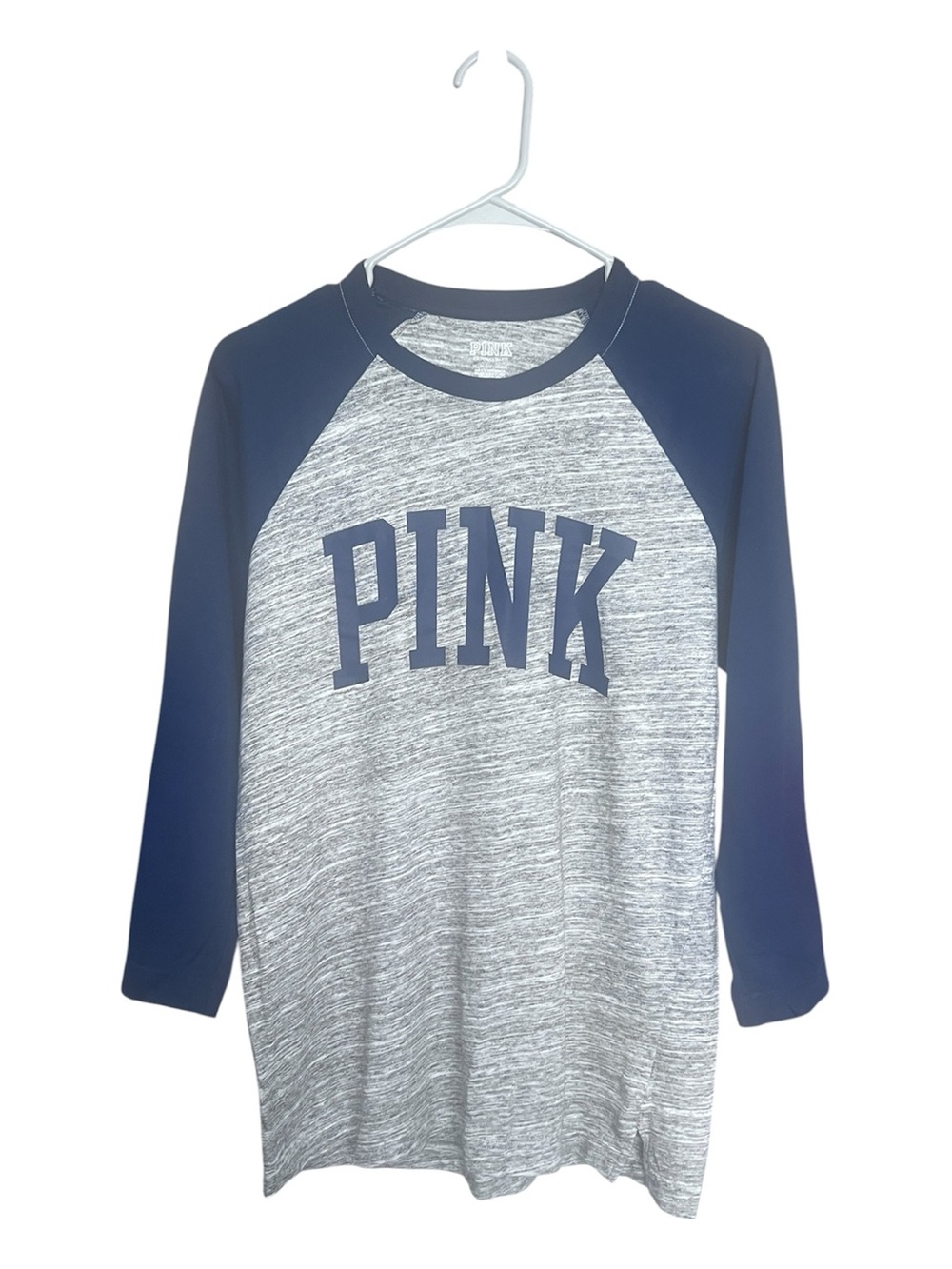 Victoria's Secret PINK Campus Logo Raglan Baseball Tee Preppy Casual SZ XS